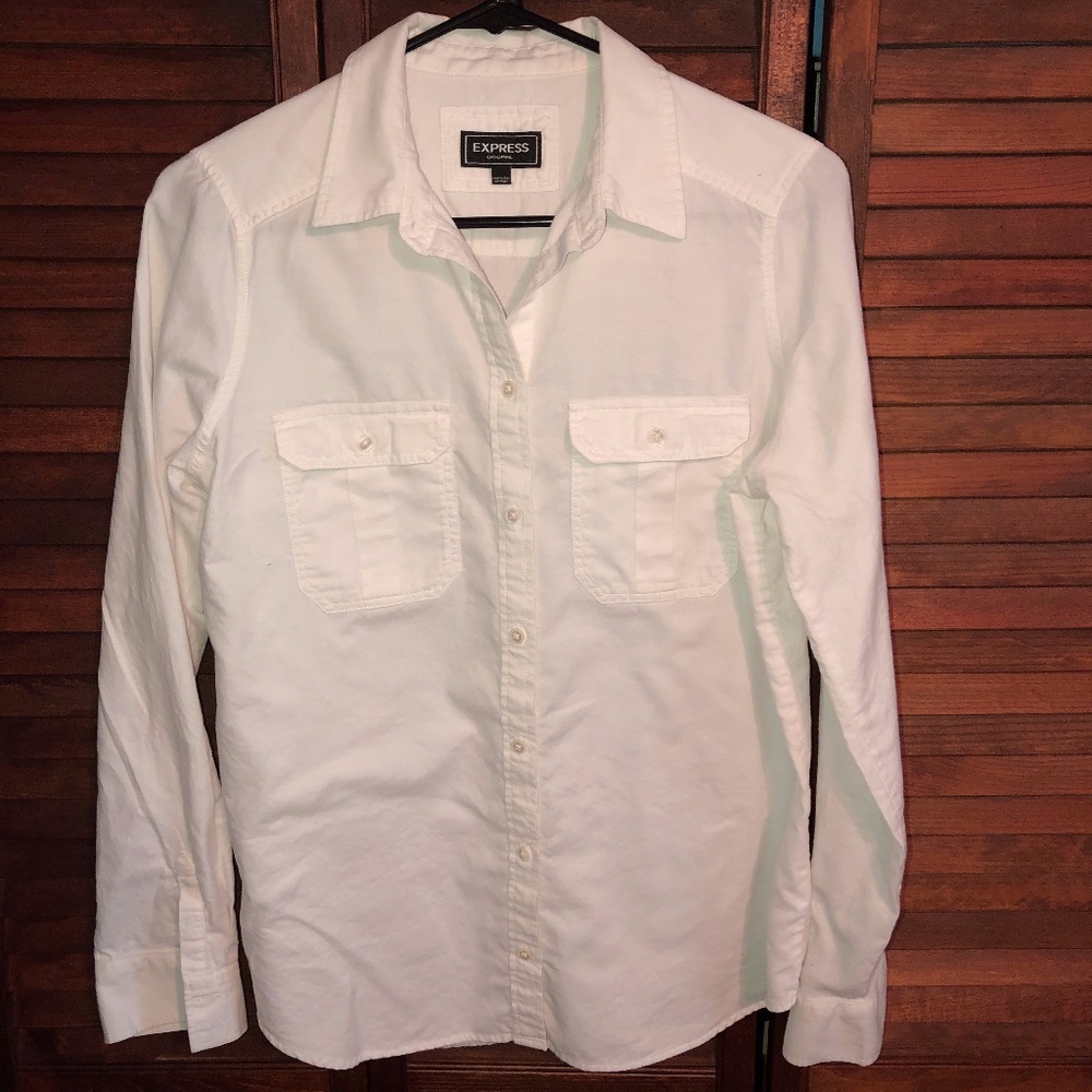 Express Soft Brushed Cotton Boyfriend Button Top S